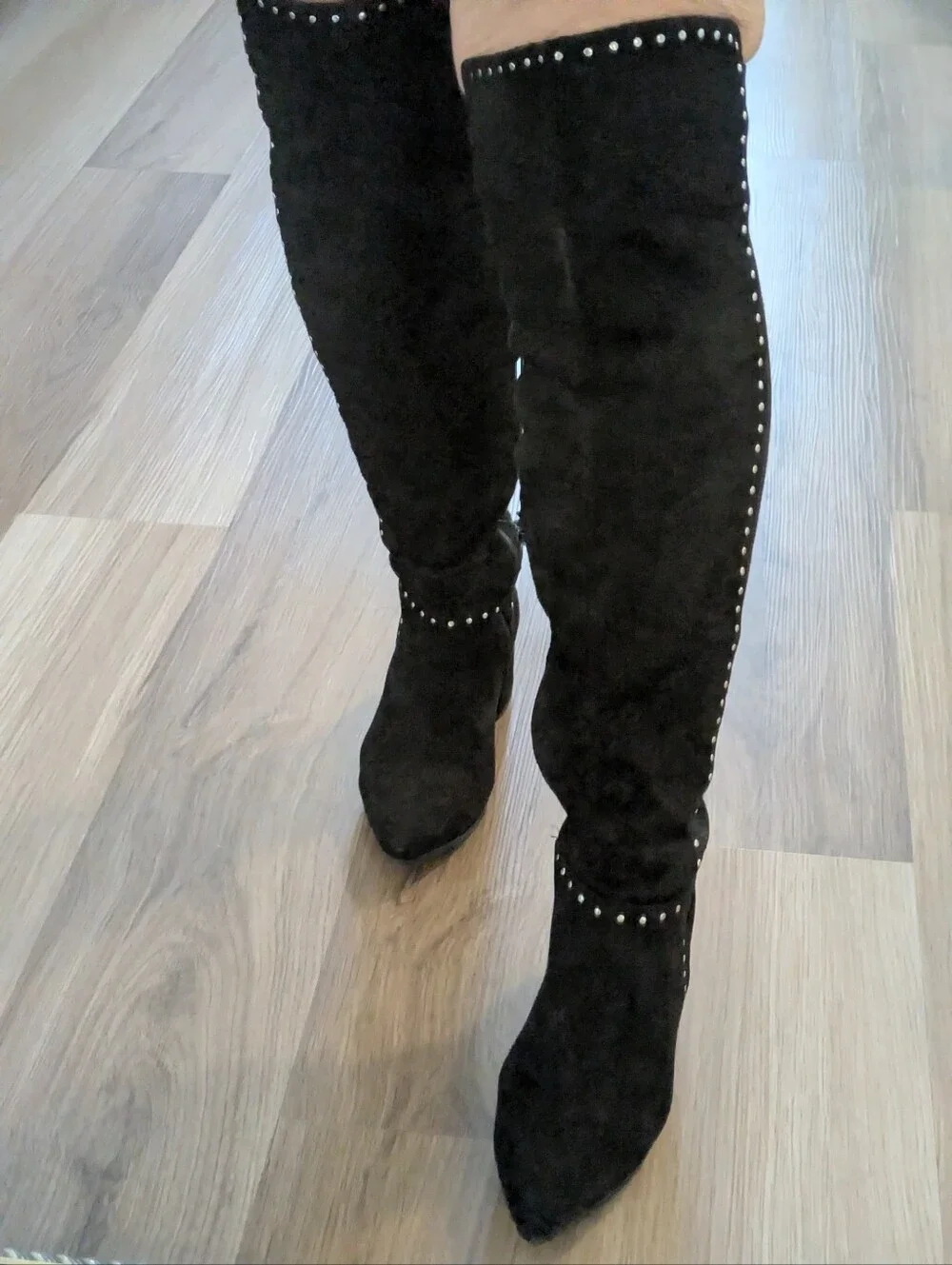 Over-the-Knee Studded Block Heel Boots - Picture 9 of 17